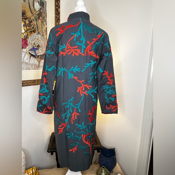 Gretchen Scott Twill Twig Jacket Embroidered Button Front Medium - Picture 6 of 11